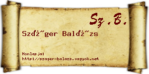 Száger Balázs névjegykártya